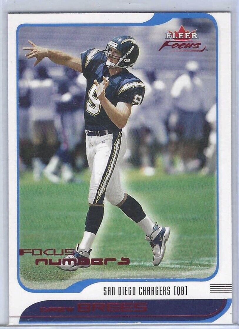 DREW BREES 2001 FLEER FOCUS FOCUS NUMBERS RED ROOKIE RC #D 067/309