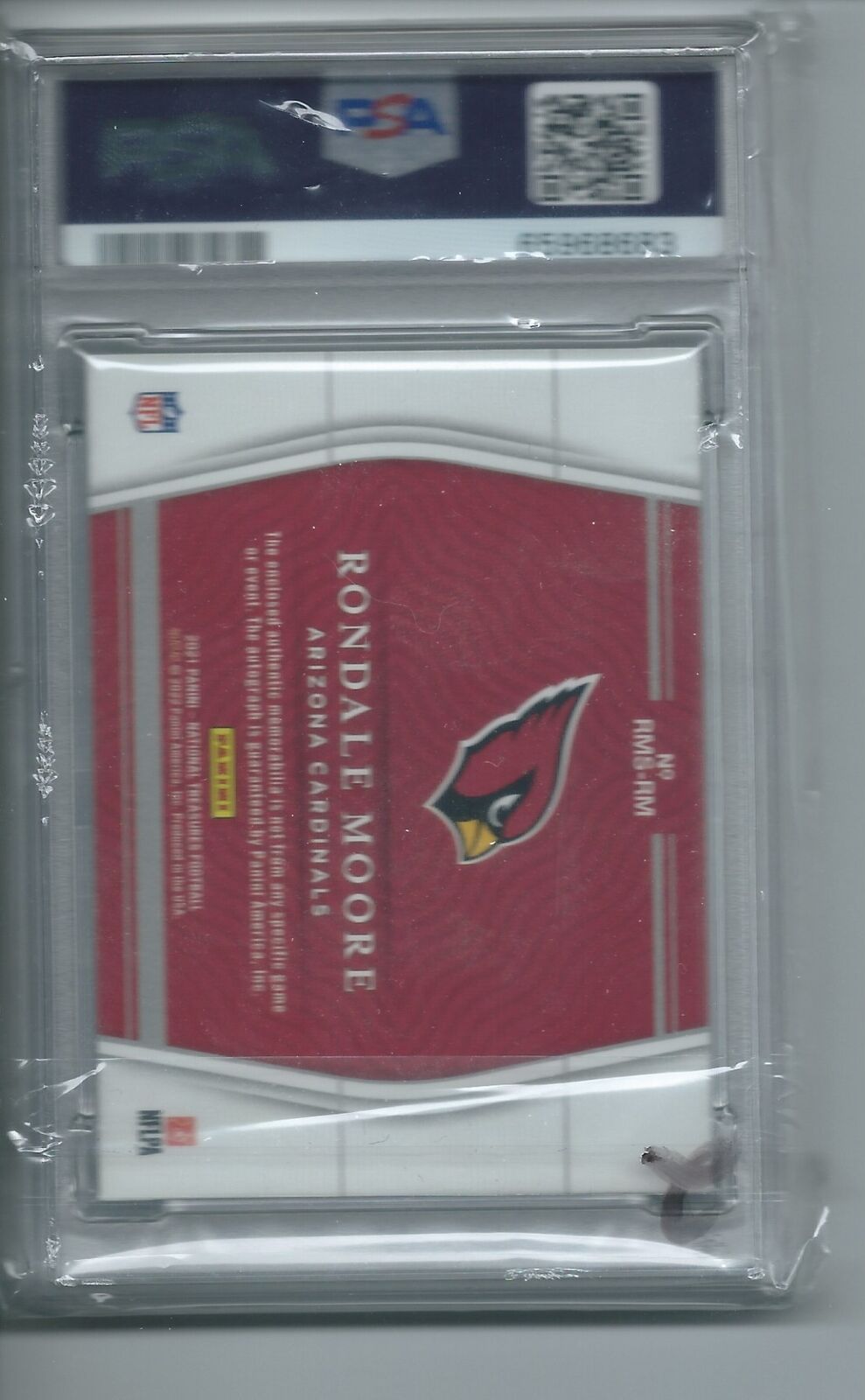 RONDALE MOORE 2021 NATIONAL TREASURES JUMBO PATCH AUTO RC #D 18/99 PSA 8 POP 2