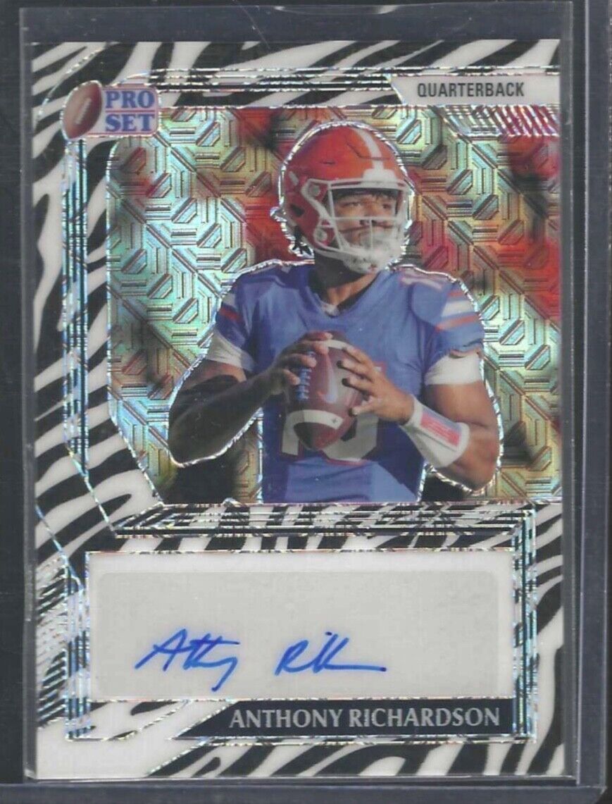 ANTHONY RICHARDSON 2022 LEAF PRO SET ZEBRA MOJO PRIZM ROOKIE AUTO RC #D 2/5