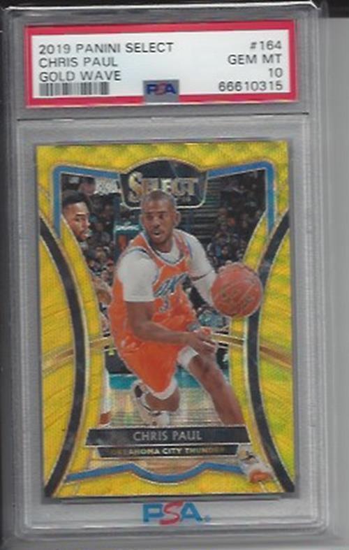 CHRIS PAUL 2019-20 PANINI SELECT GOLD WAVE PRIZM SSP #164 PSA 10 GEM MINT POP 3