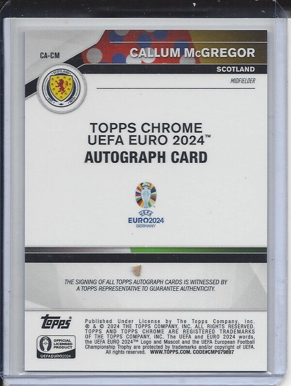 CALLUM MCGREGOR 2023-24 TOPPS CHROME EURO SCOTLAND AUTO