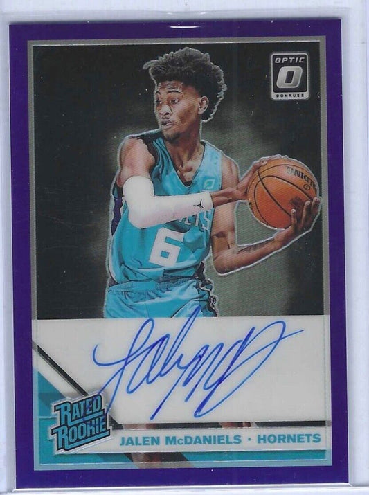 JALEN MCDANIELS 2019-20 DONRUSS OPTIC PURPLE HOLO ON CARD ROOKIE AUTO RC #193
