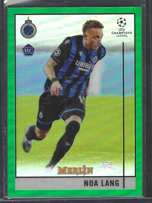 NOA LANG 2020-21 TOPPS MERLIN UEFA GREEN REFRACTOR ROOKIE RC #D 07/99