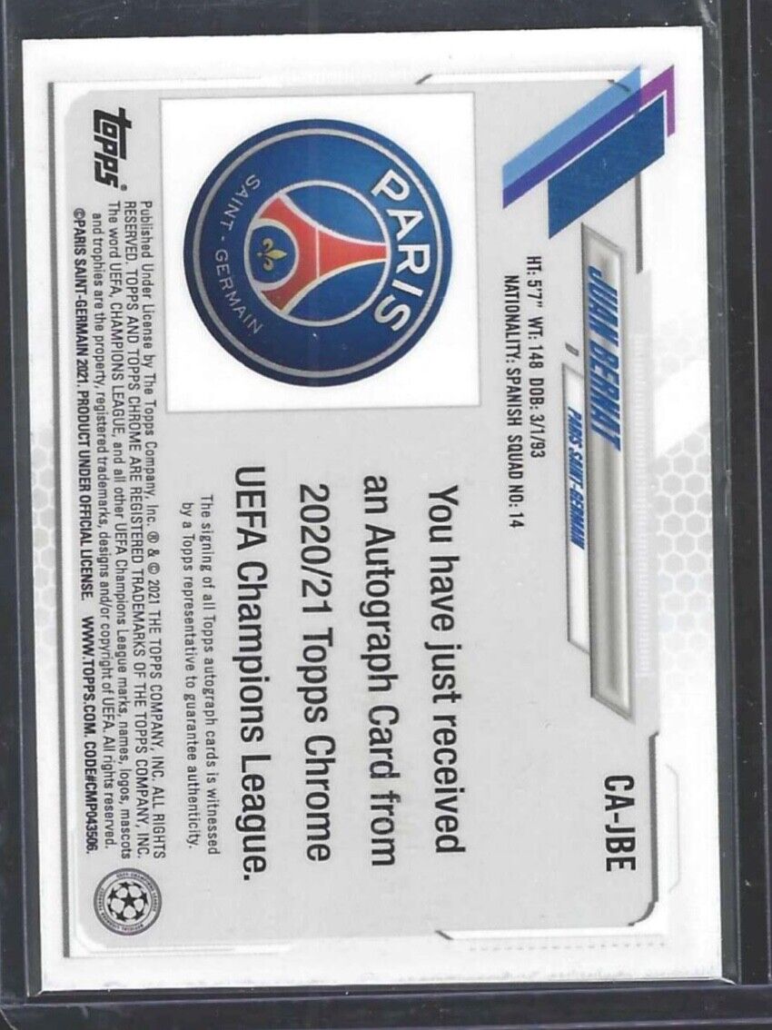JUAN BERNAT 2020-21 TOPPS CHROME UEFA GOLD BUBBLES REFRACTOR AUTO #CA-JBE