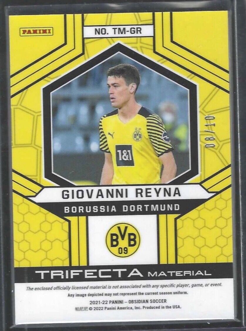 GIOVANNI REYNA 2020-21 PANINI OBSIDIAN GOLD YELLOW TRIFECTA TRIPLE PATCH #D 8/10