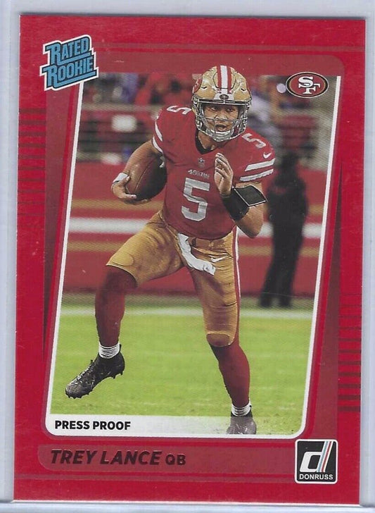 TREY LANCE 2021 PANINI DONRUSS RED PRESS PROOF RATED ROOKIE RC #254