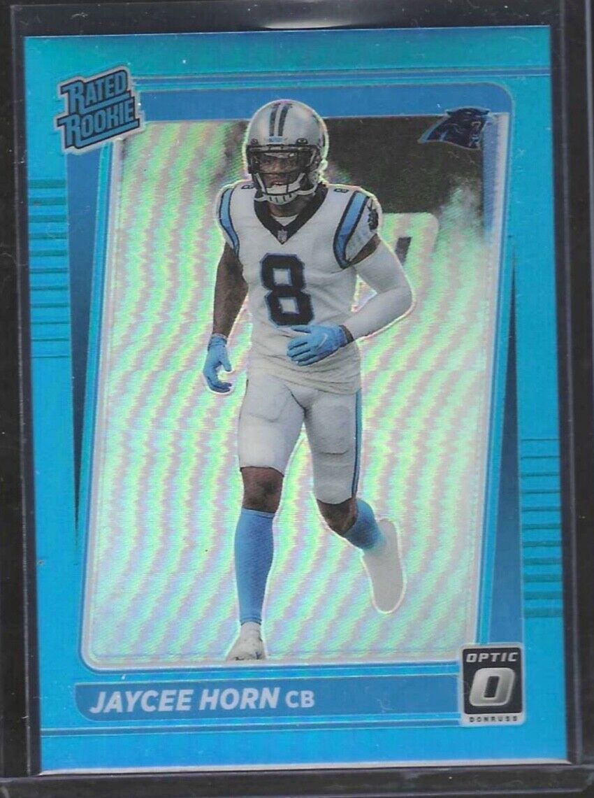 JAYCEE HORN 2021 PANINI DONRUSS OPTIC LIGHT BLUE PRIZM RATED ROOKIE RC #D /299