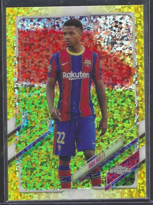 ANSU FATI 2020-21 TOPPS CHROME YELLOW MINI DIAMOND REFRACTOR #D 027/299