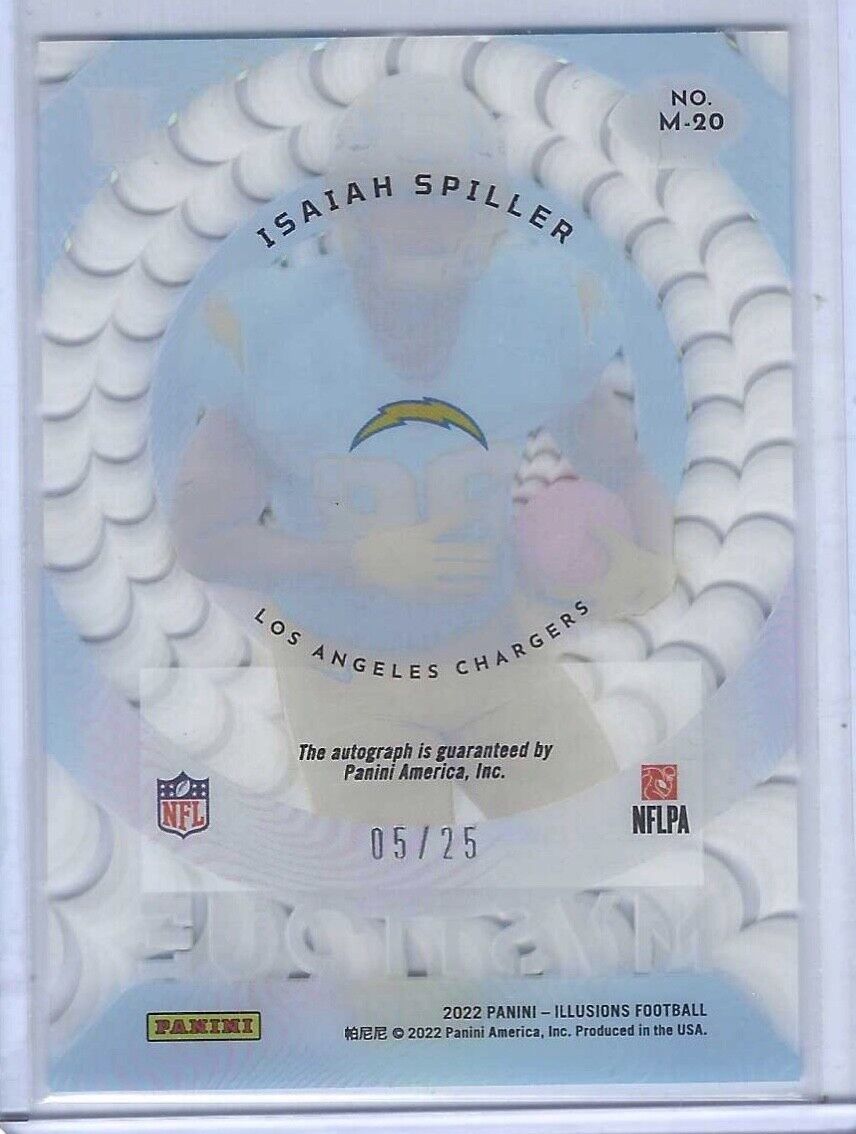 ISAIAH SPILLER 2022 PANINI ILLUSIONS BLUE ACETATE MYSTIQUE AUTO RC #D 05/25