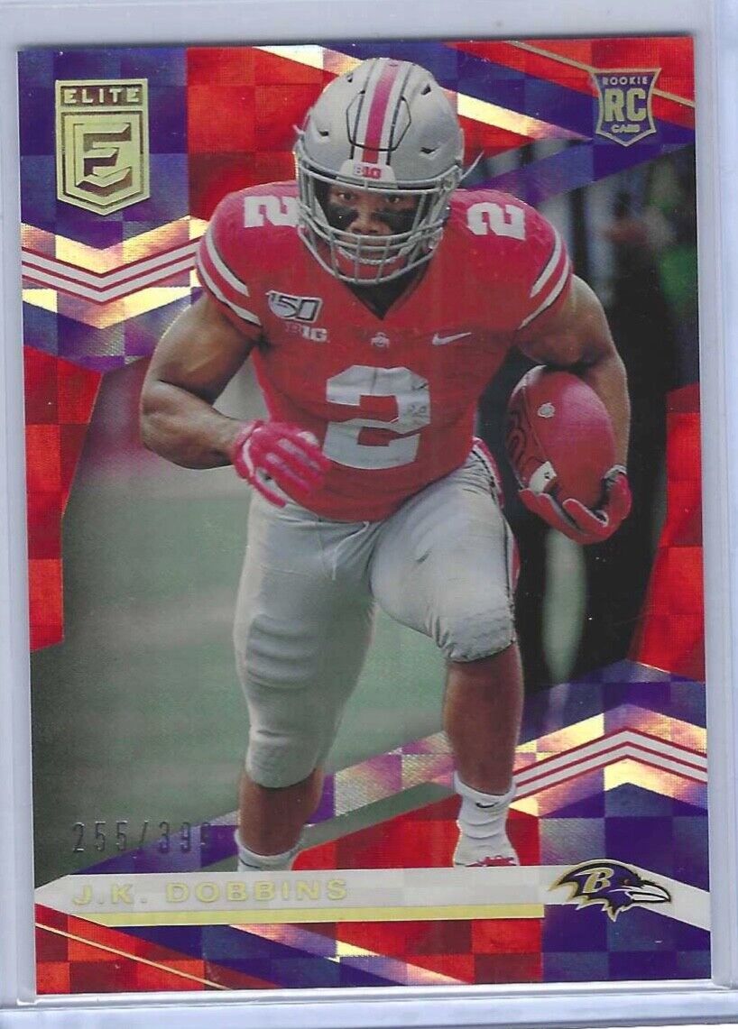 JK DOBBINS 2020 PANINI DONRUSS ELITE RED CHECKERBOARD FOIL ROOKIE RC #D 255/399