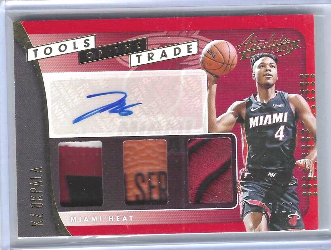 KZ OKPALA 2019-20 PANINI ABSOLUTE RED TOOLS TRADE TRIPLE PATCH AUTO RC #D 08/10