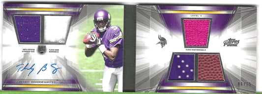 TEDDY BRIDGEWATER 2014 TOPPS PRIME LEVEL II 5 PATCH AUTO BOOKLET RC #D 06/15