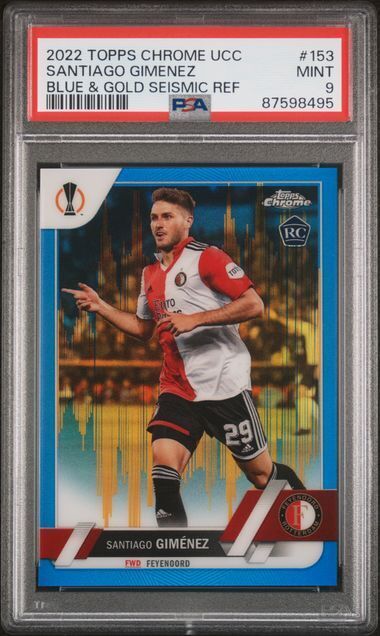 SANTIAGO GIMENEZ 2022 TOPPS CHROME BLUE GOLD SEISMIC REFRACTOR RC /75 PSA 9 MINT