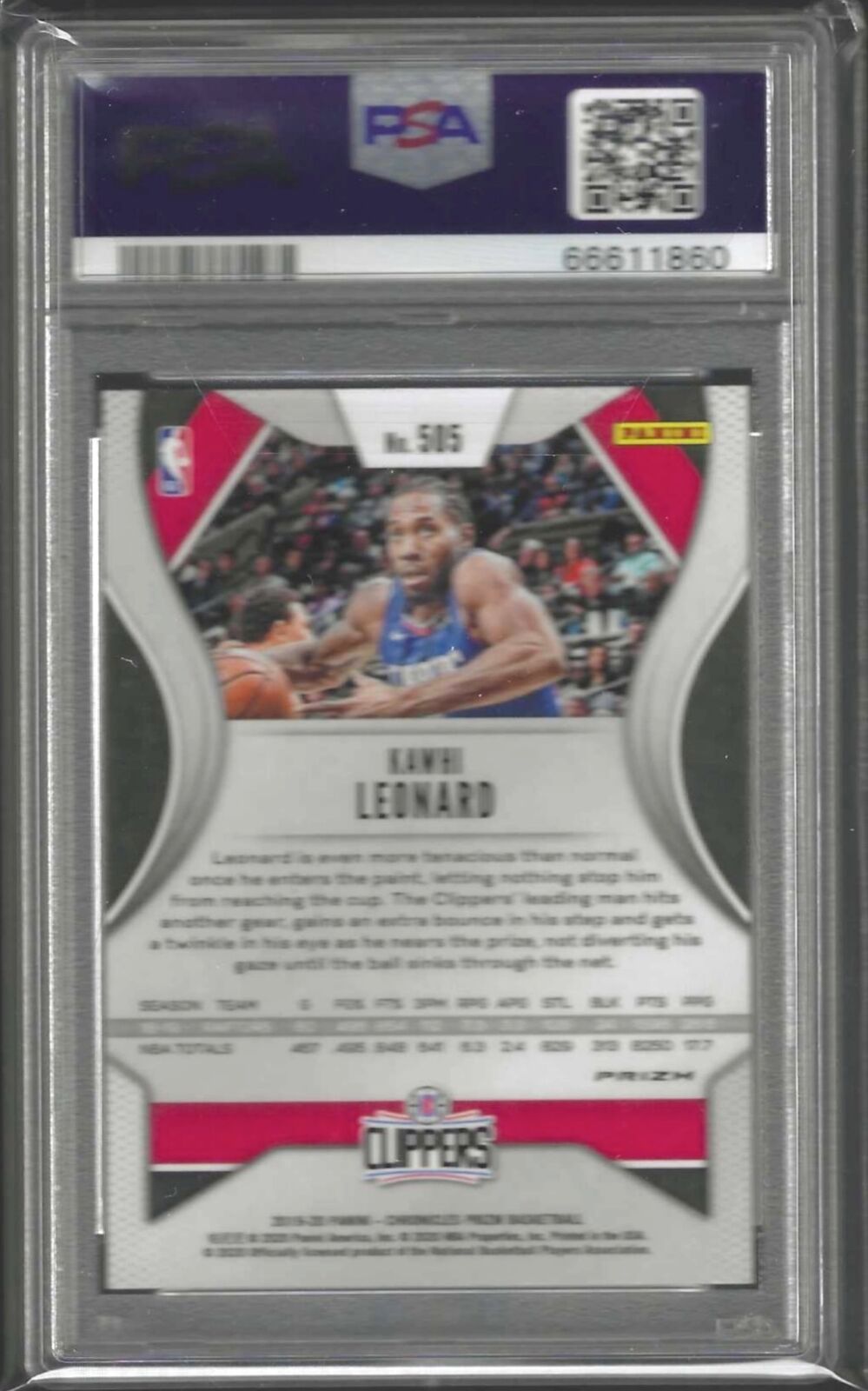 KAWHI LEONARD 2019-20 PANINI CHRONICLES PRIZM UPDATE SILVER #505 PSA 10 GEM MINT