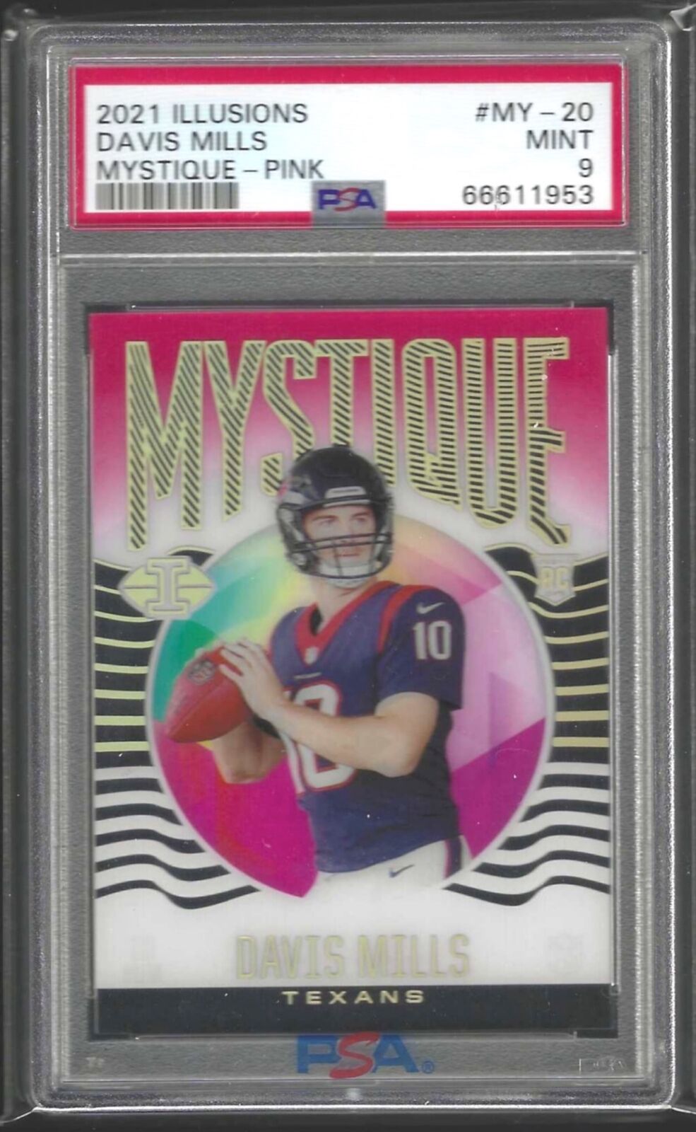 DAVIS MILLS 2021 PANINI ILLUSIONS MYSTIQUE PINK ACETATE RC /399 PSA 9 POP 1/1