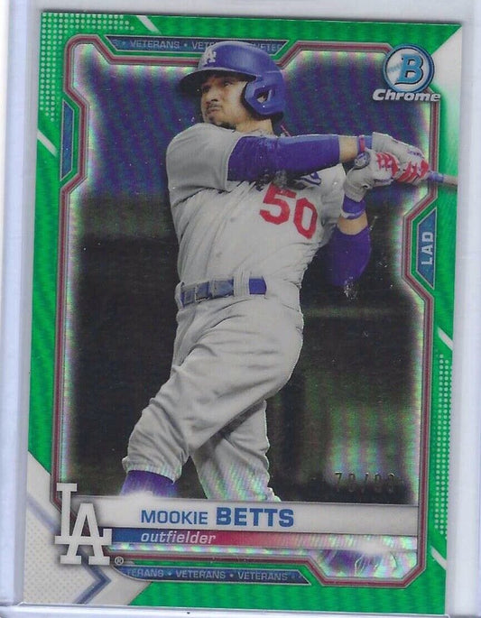 MOOKIE BETTS 2021 BOWMAN CHROME GREEN REFRACTOR #D 78/99