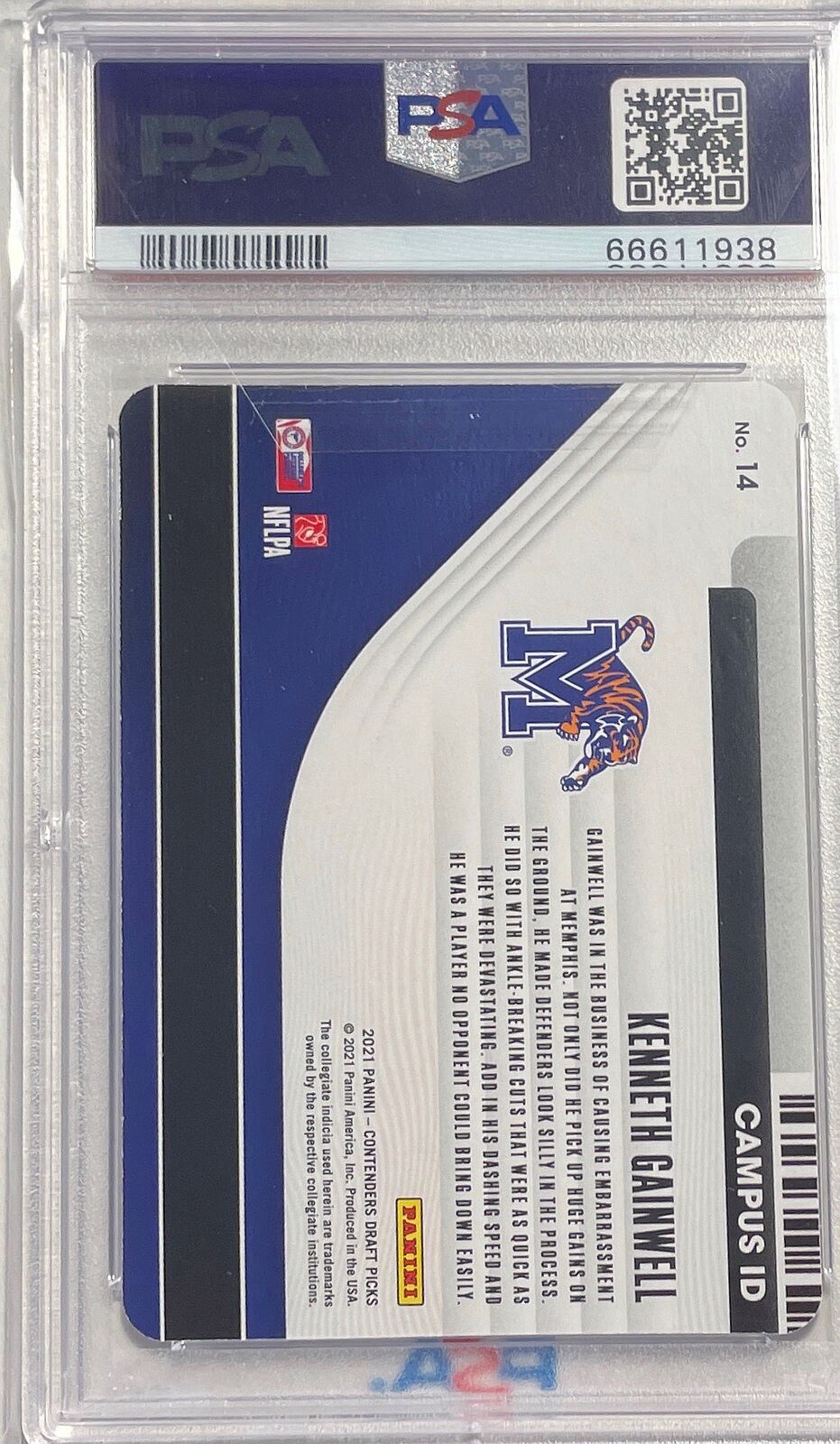 KENNETH GAINWELL 2021 CONTENDERS DP CAMPUS ID RC #14 PSA 10 GEM MINT POP 16