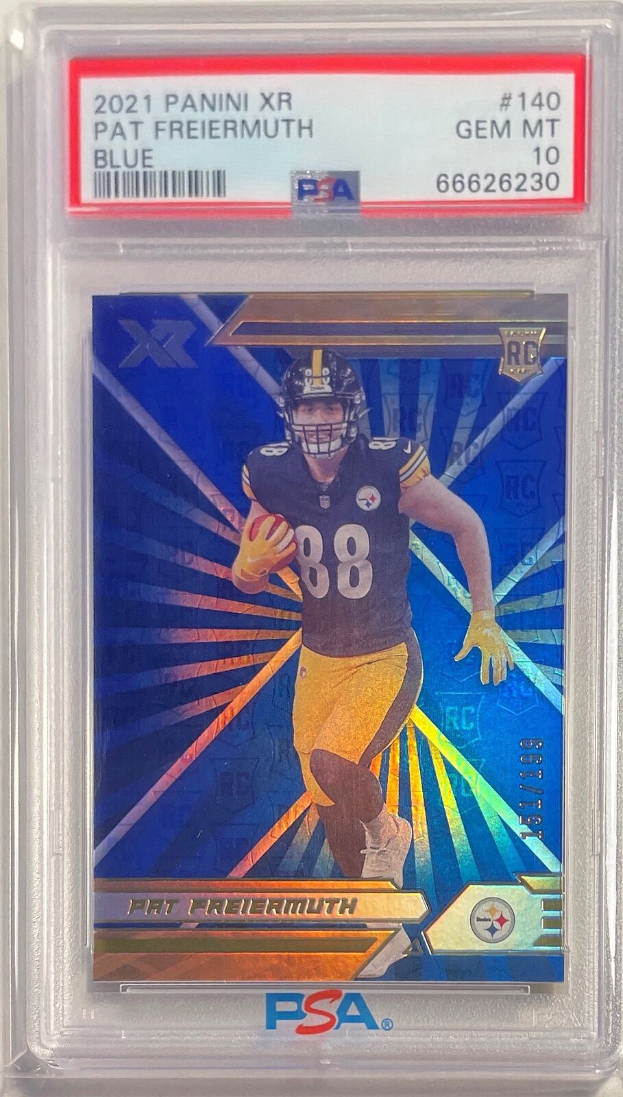 PAT FREIERMUTH 2021 PANINI XR BLUE ROOKIE RC #D 151/199 PSA 10 GEM MINT POP 1/1
