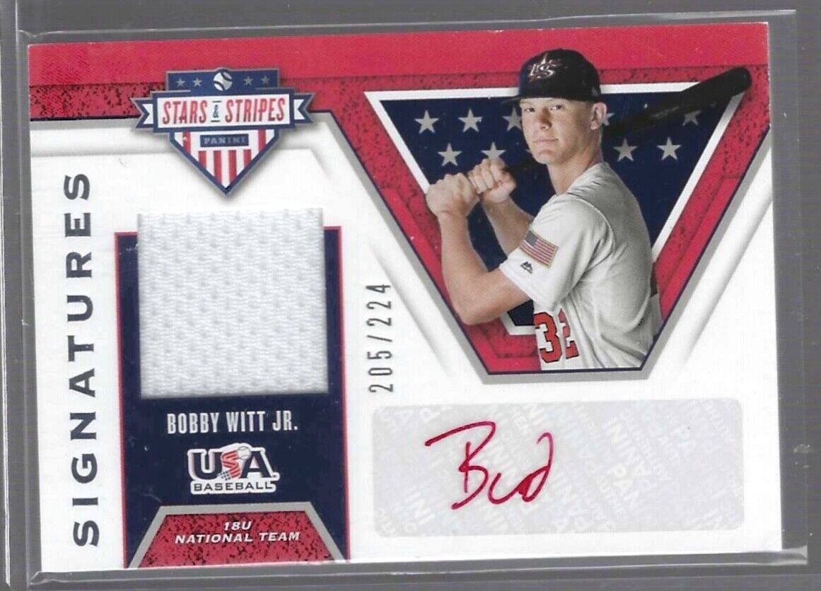 BOBBY WITT JR 2019 PANINI USA STARS & STRIPES RED INK PATCH AUTO #D 205/224