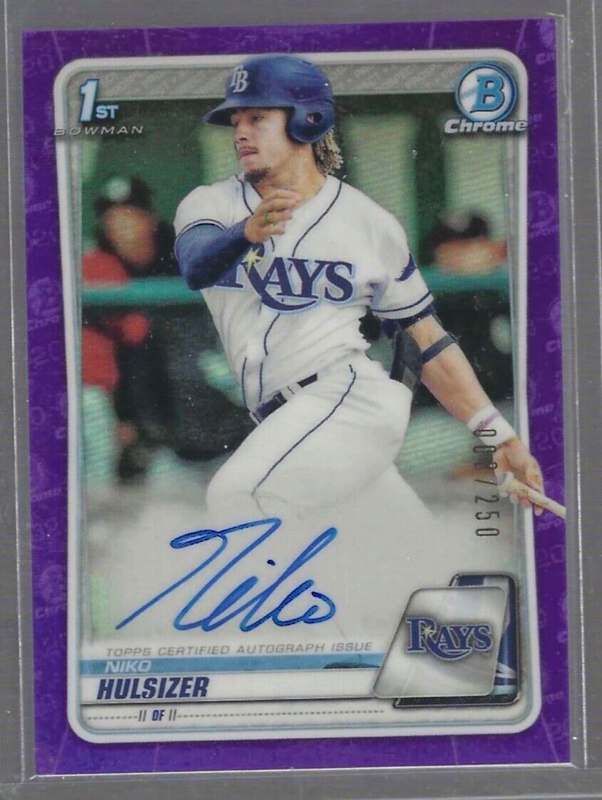NIKO HULSIZER 2020 BOWMAN CHROME PURPLE REFRACTOR 1ST PROSPECT AUTO #D 003/250