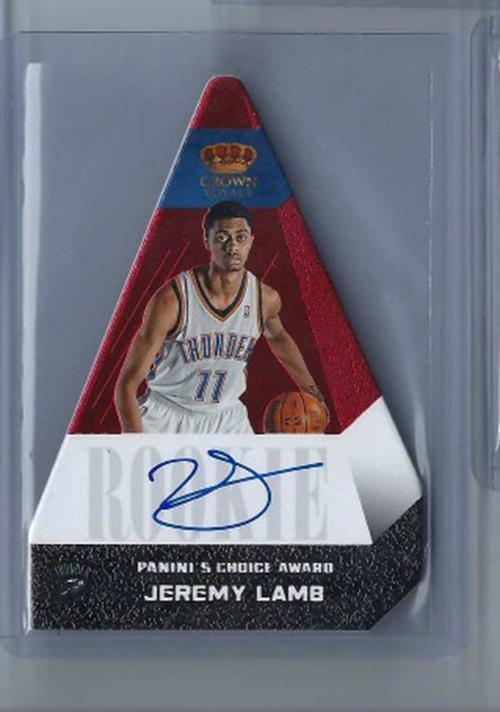 JEREMY LAMB 2012-13 PANINI PREFERRED CROWN ROYALE RED ON CARD AUTO RC #D 29/99