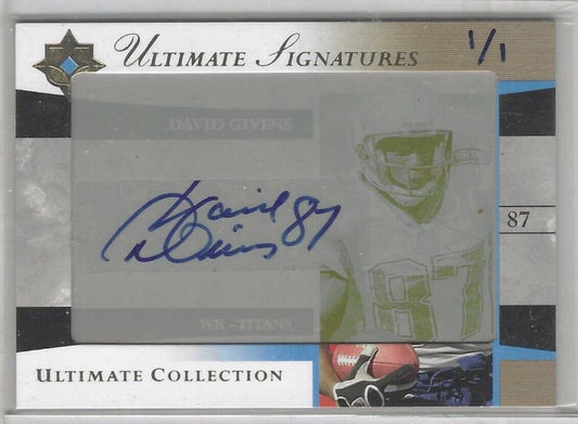 DAVID GIVENS 2006 UD ULTIMATE COLLECTION YELLOW PRINTING PLATE AUTO #D 1/1
