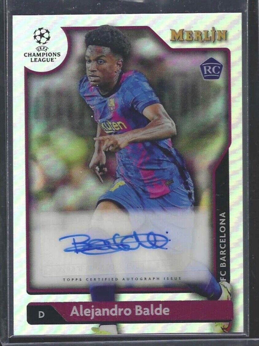 ALEJANDRO BALDE 2021-22 TOPPS MERLIN UEFA SILVER REFRACTOR ROOKIE AUTO RC #A-AB