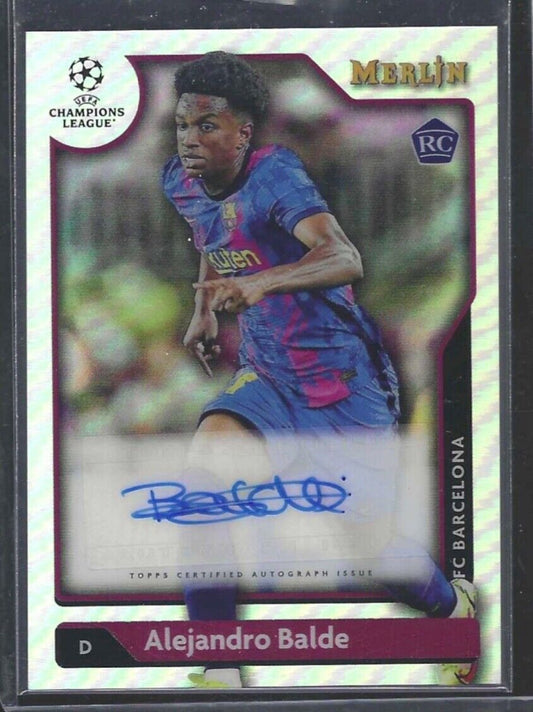 ALEJANDRO BALDE 2021-22 TOPPS MERLIN UEFA SILVER REFRACTOR ROOKIE AUTO RC #A-AB