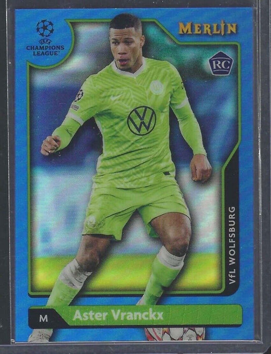 ASTER VRANCKX 2021-22 TOPPS MERLIN UEFA BLUE REFRACTOR ROOKIE RC #D 17/75