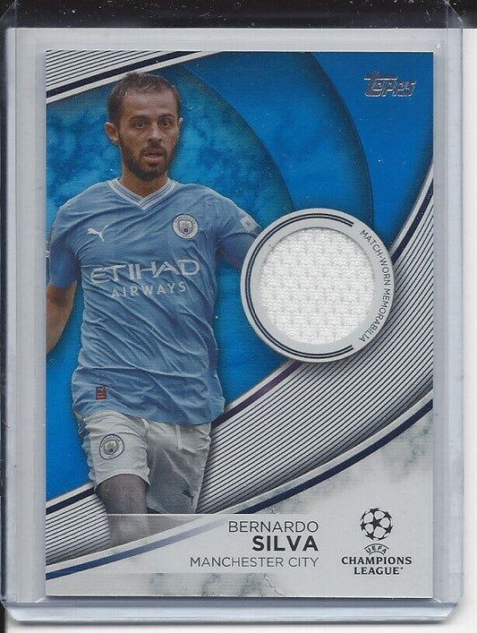 BERNARDO SILVA 2023-24 TOPPS CLUB COMPETITIONS BLUE MATCH WORN JERSEY #D 61/99