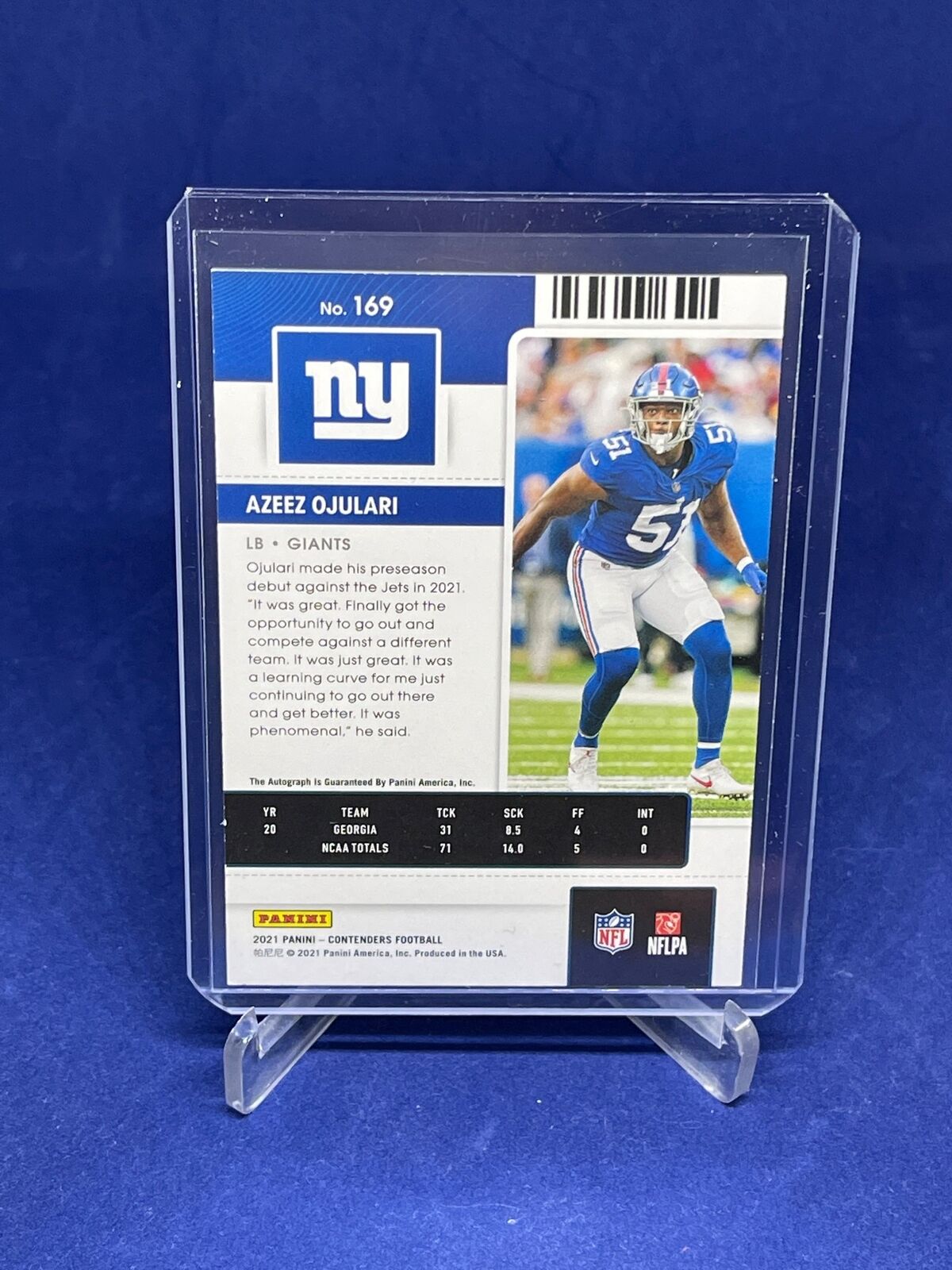 AZEEZ OJULARI 2021 PANINI CONTENDERS ROOKIE TICKET AUTO RC #169