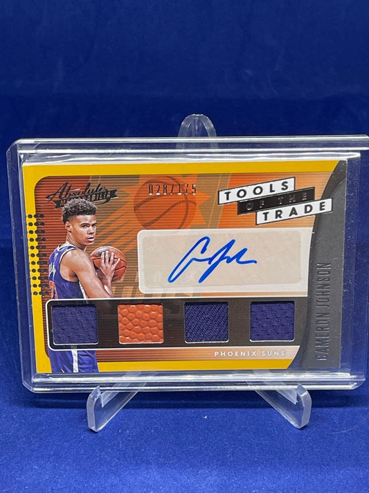 CAMERON JOHNSON 2019-20 PANINI ABSOLUTE TOOLS OF THE TRADE JERSEY AUTO RC /175