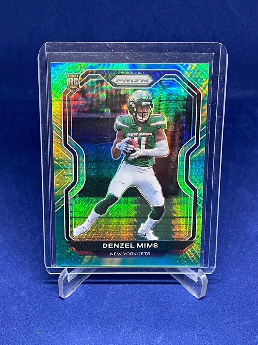 DENZEL MIMS 2020 PANINI PRIZM GREEN YELLOW HYPER PRIZM ROOKIE RC #D 41/175