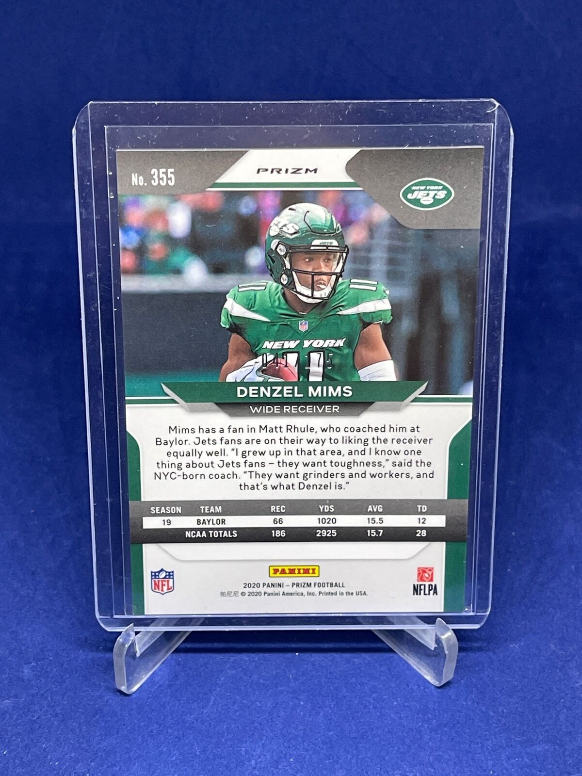 DENZEL MIMS 2020 PANINI PRIZM GREEN YELLOW HYPER PRIZM ROOKIE RC #D 41/175