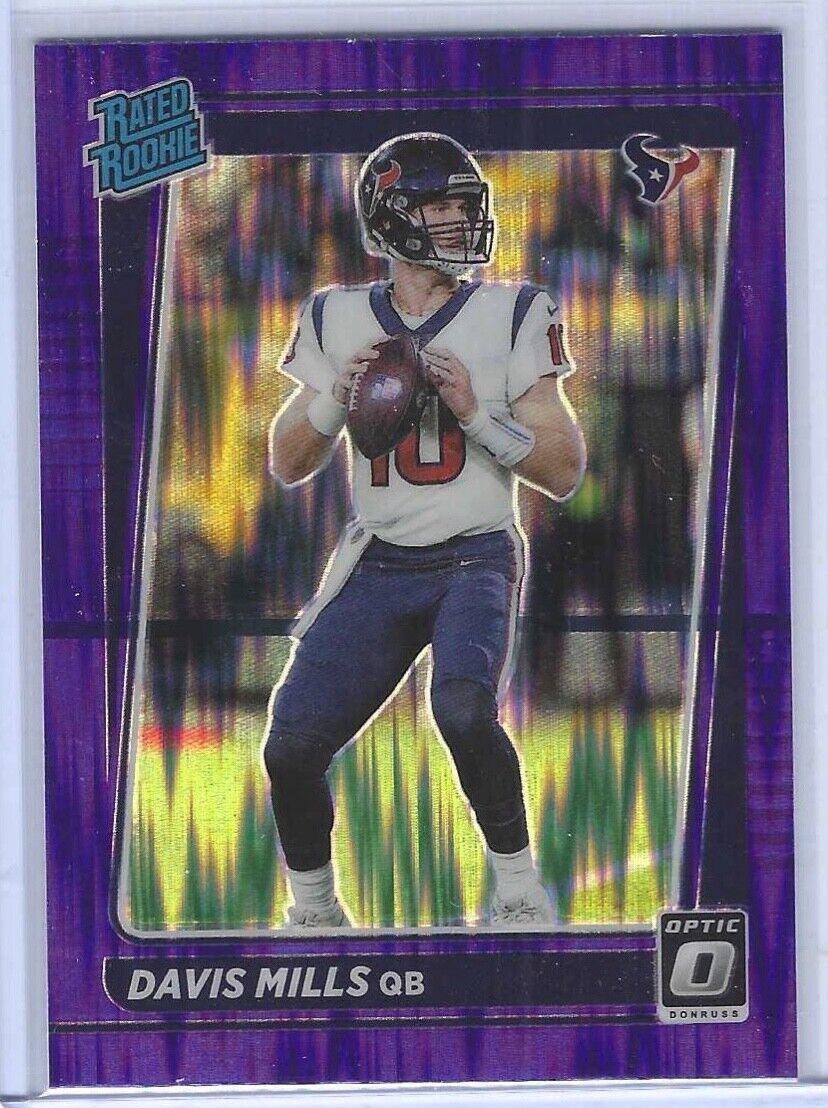 DAVIS MILLS 2021 PANINI DONRUSS OPTIC PURPLE SHOCK HOLO RATED ROOKIE RC #222