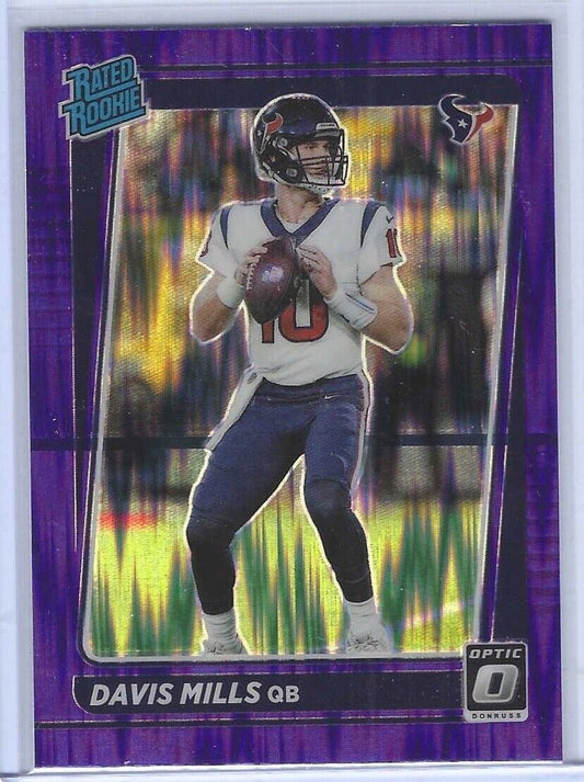 DAVIS MILLS 2021 PANINI DONRUSS OPTIC PURPLE SHOCK HOLO RATED ROOKIE RC #222