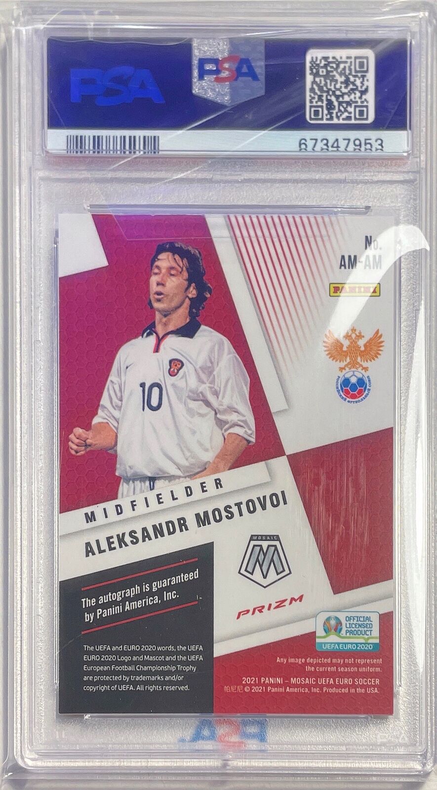 ALEKSANDR MOSTOVOI 2020-21 MOSAIC UEFA EURO CIRCLES AUTO #AM PSA 9 MINT POP 1/1