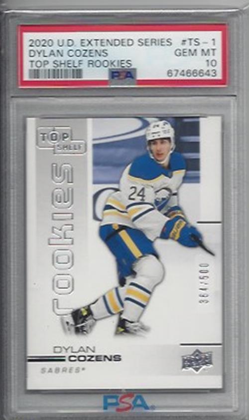 DYLAN COZENS 2020-21 UPPER DECK EXTENDED SERIES TOP SHELF RC /500 PSA 10 POP 2