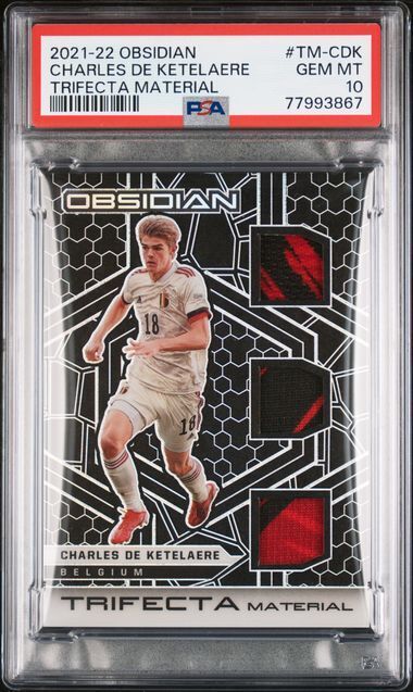 CHARLES DE KETELAERE 2021-22 OBSIDIAN TRIFECTA MATERIAL PATCH /149 PSA 10 POP 2