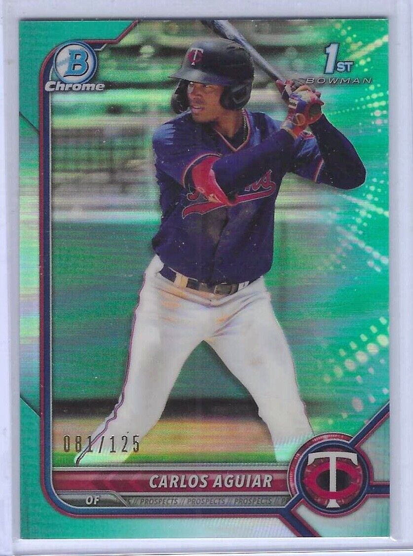 CARLOS AGUIAR 2022 BOWMAN CHROME AQUA REFRACTOR 1ST PROSPECT #D 081/125