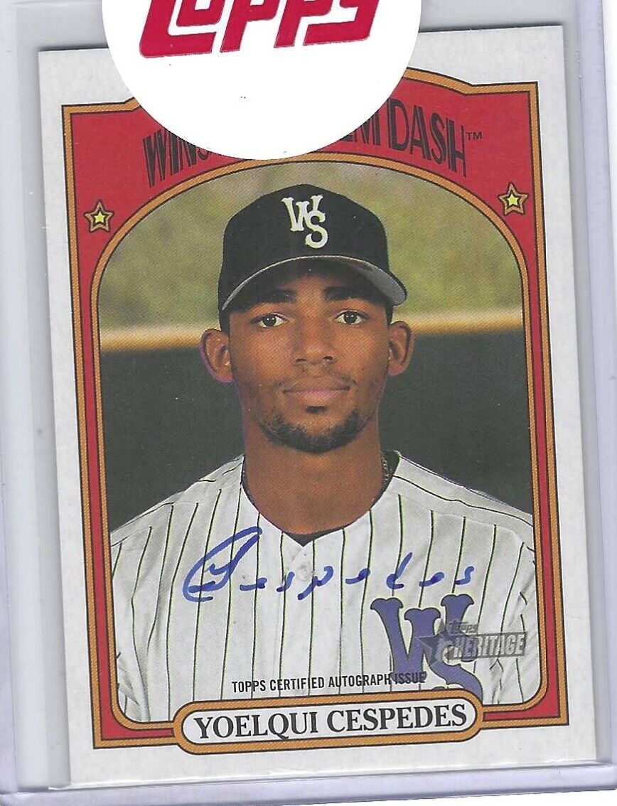 YOELQUI CESPEDES 2021 TOPPS HERITAGE MINORS REAL ONE PROSPECT ON CARD AUTO