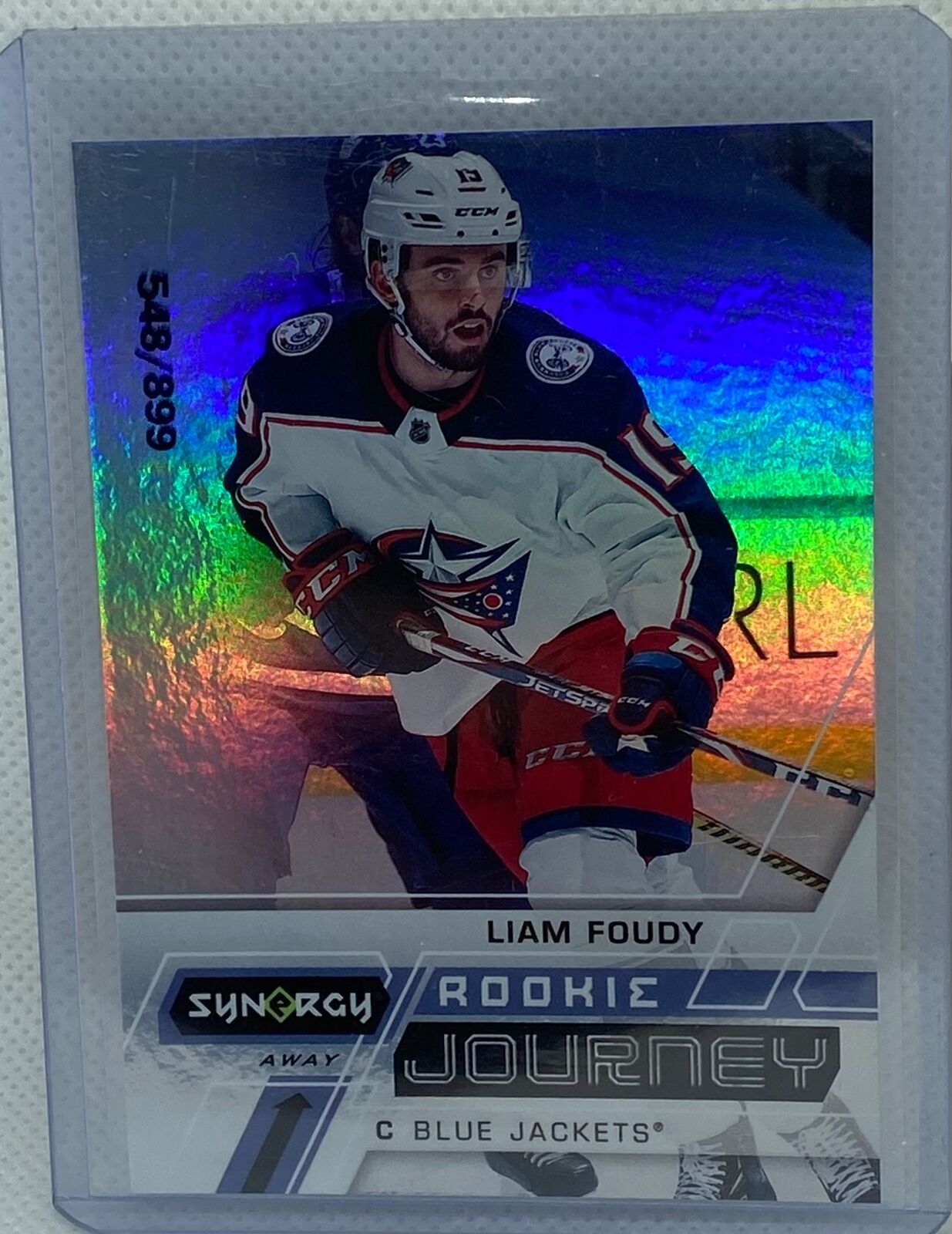 LIAM FOUDY 2020-21 UPPER DECK SYNERGY AWAY ROOKIE JOURNEY RC #D /899