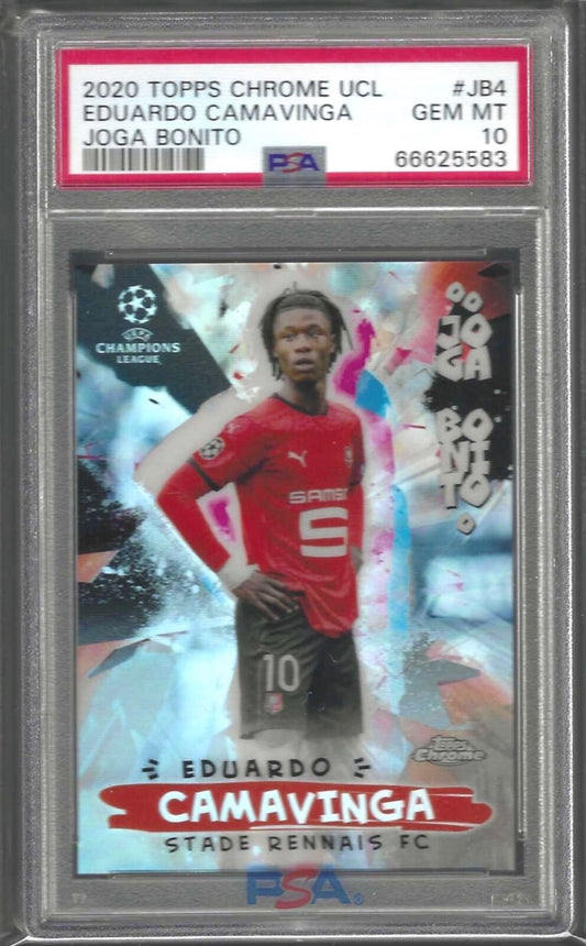 EDUARDO CAMAVINGA 2020-21 TOPPS CHROME JOGA BONITO REFRACTOR RC PSA 10 POP 16