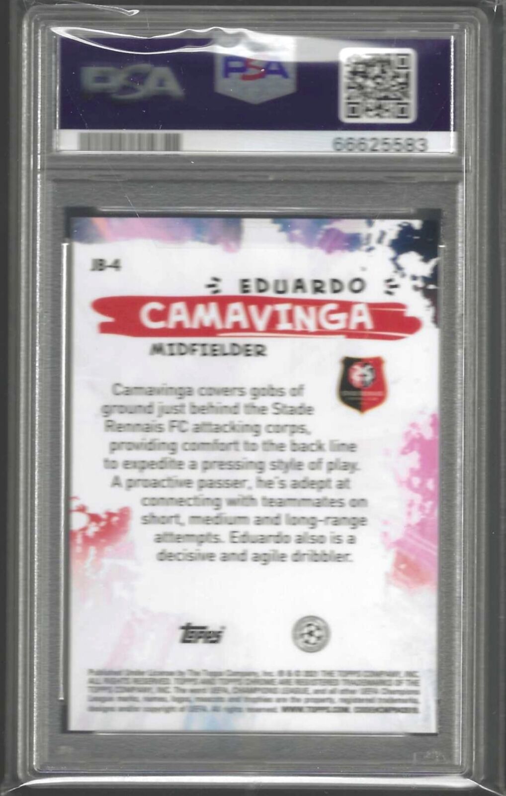 EDUARDO CAMAVINGA 2020-21 TOPPS CHROME JOGA BONITO REFRACTOR RC PSA 10 POP 16