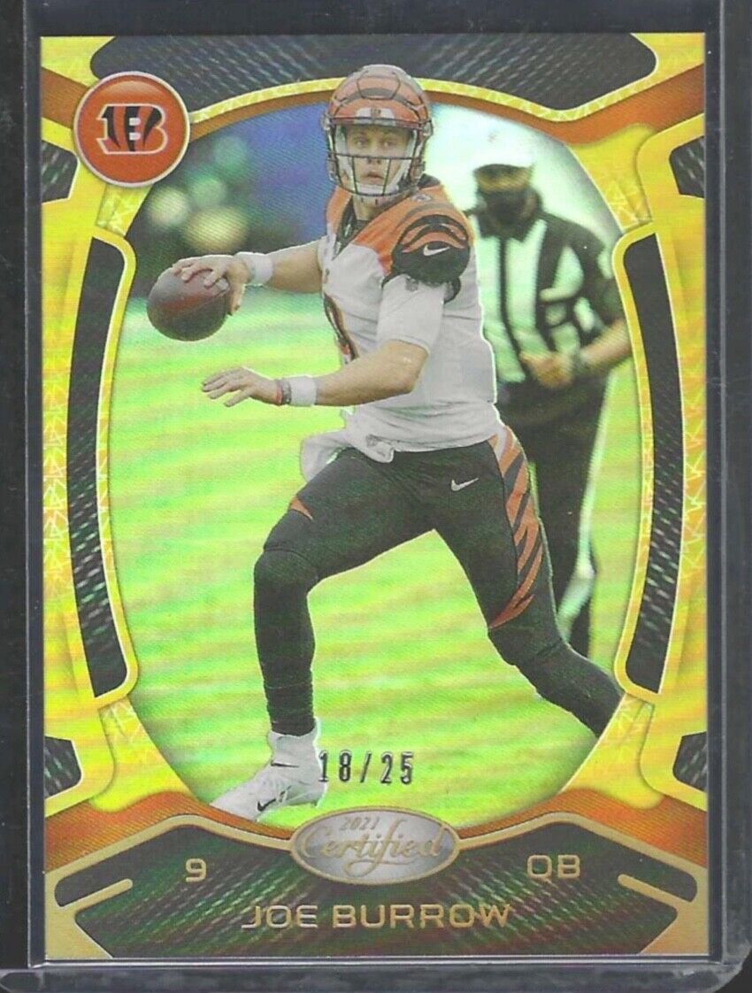 JOE BURROW 2021 PANINI CERTIFIED MIRROR GOLD FOIL #D 18/25