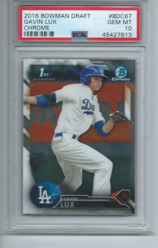 GAVIN LUX 2016 BOWMAN CHROME DRAFT 1ST PROSPECT #BDC67 PSA 10 GEM MINT
