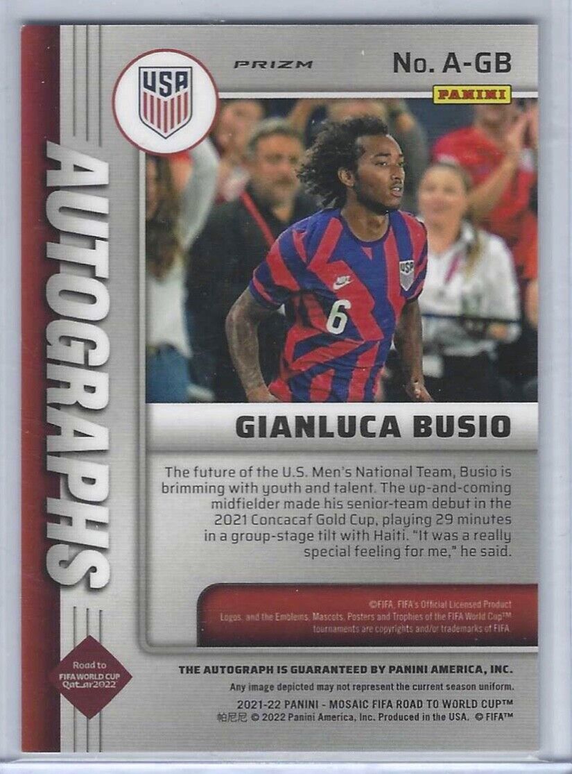 GIANLUCA BUSIO 2021-22 PANINI MOSAIC USA SILVER MOSAIC PRIZM AUTO RC #A-GB