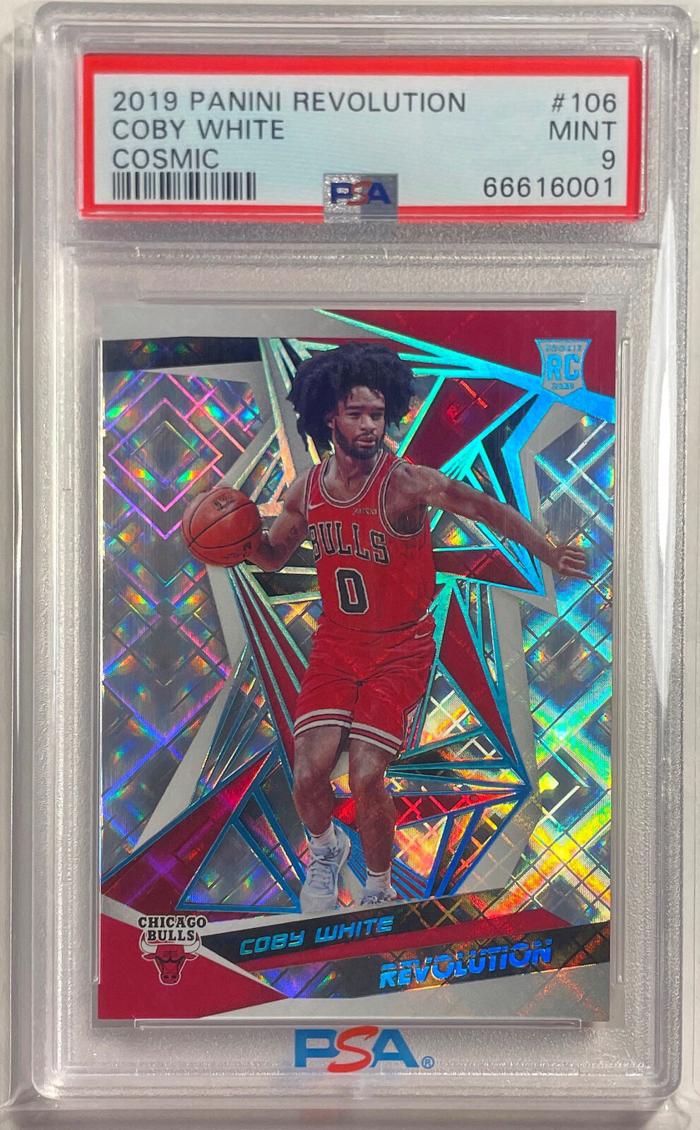 COBY WHITE 2019-20 PANINI REVOLUTION COSMIC ROOKIE RC #D 66/100 PSA 9 MINT POP 6