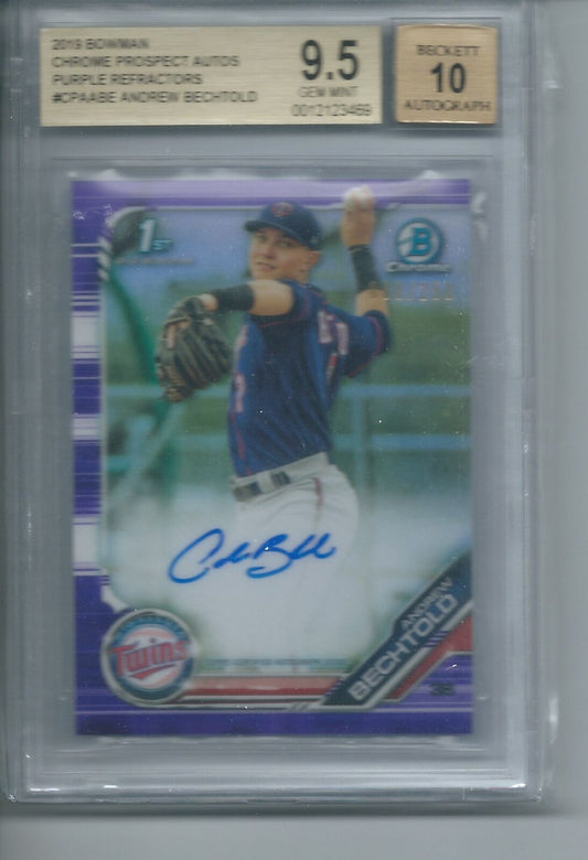 ANDREW BECHTOLD 2019 BOWMAN CHROME AUTO 1ST PURPLE REFRACTOR /250 BGS 9.5 10 AU