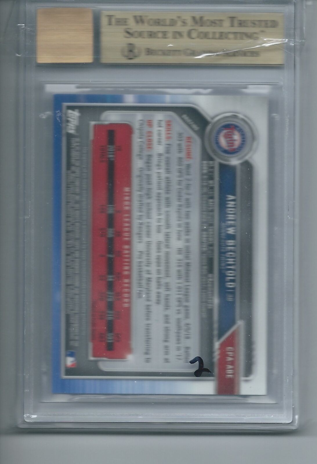 ANDREW BECHTOLD 2019 BOWMAN CHROME AUTO 1ST PURPLE REFRACTOR /250 BGS 9.5 10 AU